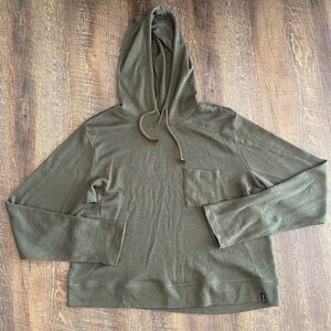 Woolly Pro Knit Cropped Hoodie Green XL Merino Wool Activewear